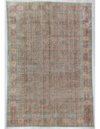 Distressed Vintage Turkish Deco Rug