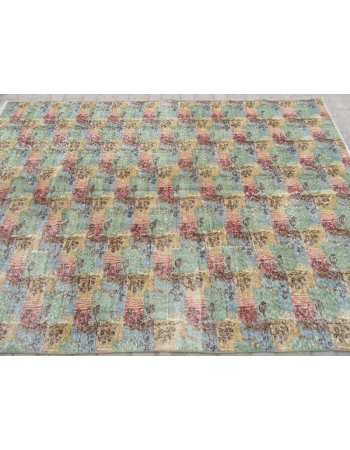 Vintage Green / Yellow / Rust Turkish Art Deco Rug