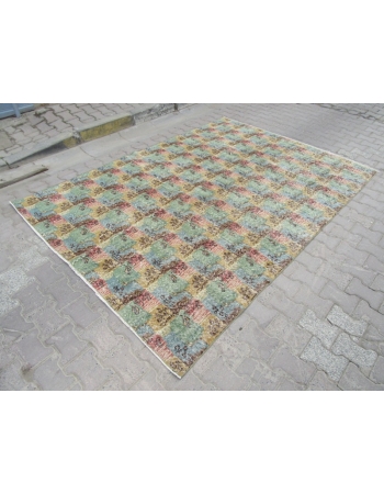 Vintage Green / Yellow / Rust Turkish Art Deco Rug