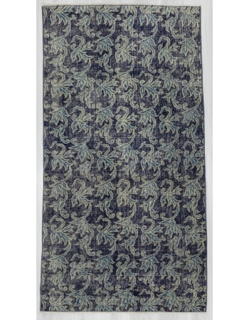 Floral Vintage Navy Blue Turkish Rug