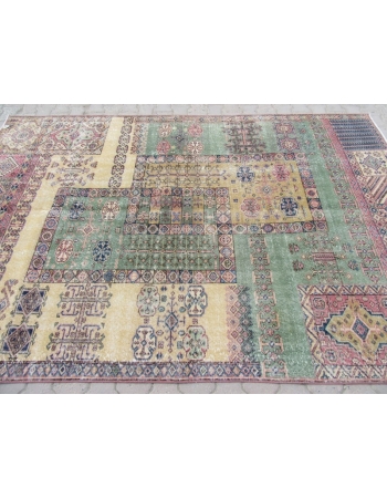 Vintage Distressed Turkish Deco Rug