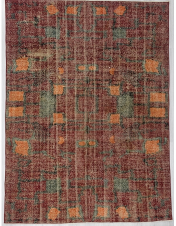 Burgundy / Orange Art Deco Rug