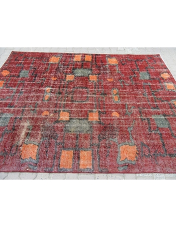 Burgundy / Orange Art Deco Rug