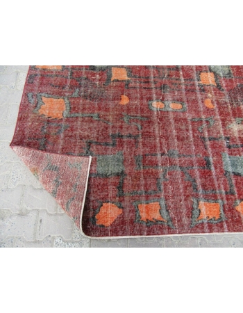 Burgundy / Orange Art Deco Rug