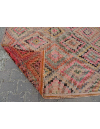 Embroidered Vintage Turkish Kilim Rug