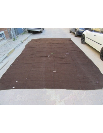 Vintage Oversized Dark Brown Tente Kilim Rug