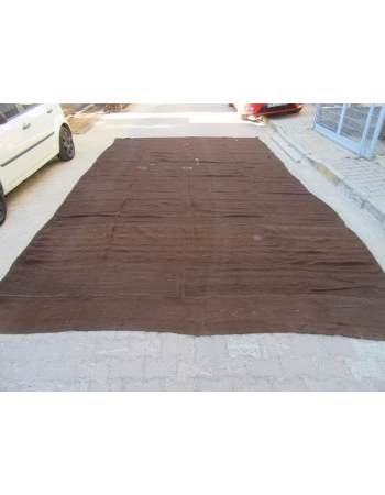 Vintage Oversized Dark Brown Tente Kilim Rug