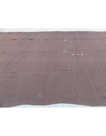 Vintage Oversized Dark Brown Tente Kilim Rug