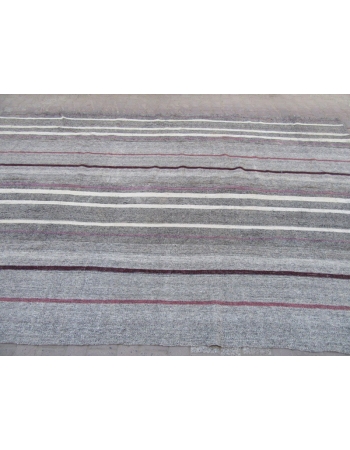 Striped Vintage Modern Gray Kilim Rug