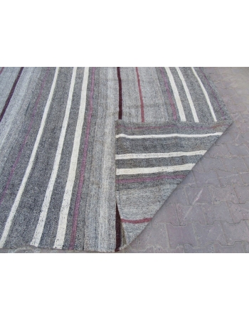 Striped Vintage Modern Gray Kilim Rug