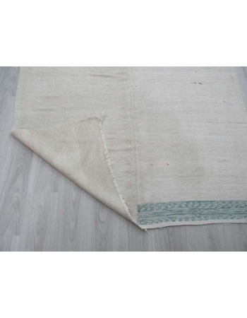 Handwoven vintage white modern Turkish hemp kilim rug