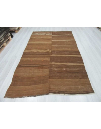 Vintage brown natural Turkish kilim rug