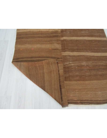 Vintage brown natural Turkish kilim rug