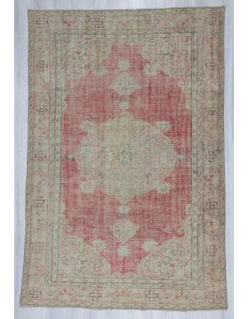 Vintage worn out Turkish Oushak rug