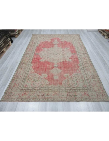 Vintage worn out Turkish Oushak rug