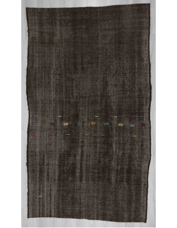 Vintage black goat hair kilim rug