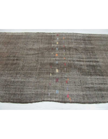 Vintage black goat hair kilim rug