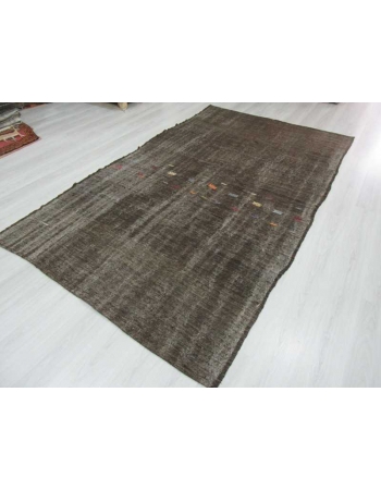 Vintage black goat hair kilim rug