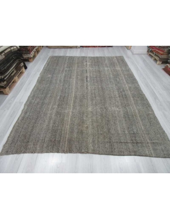 Vintage large modern gray Turkish kilim rug