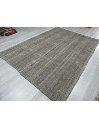 Vintage large modern gray Turkish kilim rug