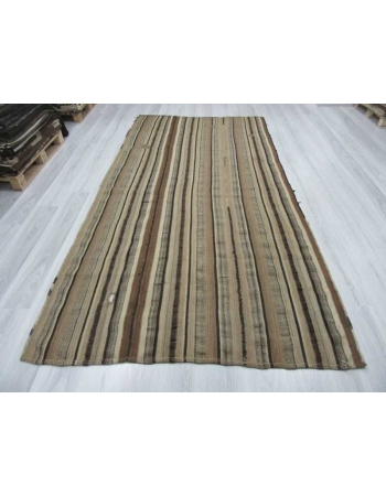 Vintage striped natural Turkish kilim rug