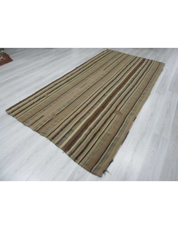 Vintage striped natural Turkish kilim rug