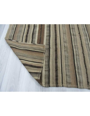 Vintage striped natural Turkish kilim rug