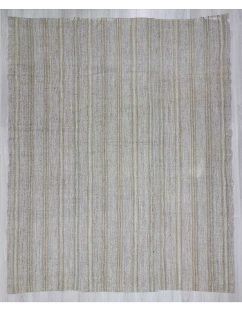 Striped vintage modern gray Turkish kilim rug