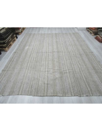 Striped vintage modern gray Turkish kilim rug