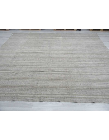 Striped vintage modern gray Turkish kilim rug