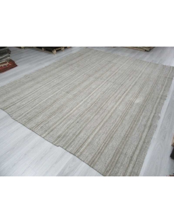 Striped vintage modern gray Turkish kilim rug