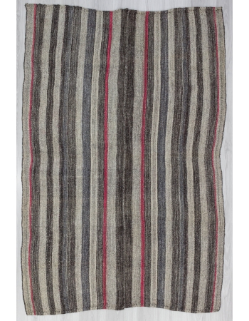 Red / Gray Striped Vintage Kilim Rug