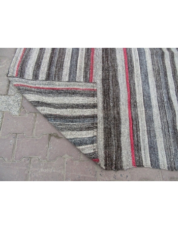 Red / Gray Striped Vintage Kilim Rug