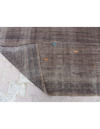 Dark Brown Vintage Plain Turkish Kilim Rug