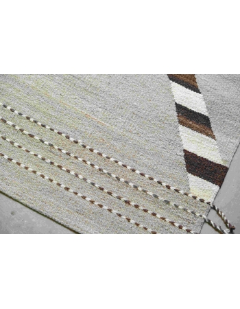 Neutral & Brown Handwoven Oversized Kilim Rug - 13` 3″ x 16`