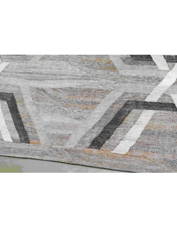 Brown & Neutral Oversized Handwoven Kilim Rug - 13` 6″ x 19` 2″