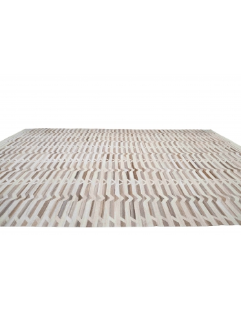 Oversized Neutral & Brown Handwoven Kilim Rug - 14` x 19` 8″