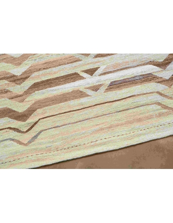 Oversized Neutral & Brown Handwoven Kilim Rug - 14` x 19` 8″