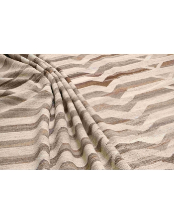 Oversized Neutral & Brown Handwoven Kilim Rug - 14` x 19` 8″