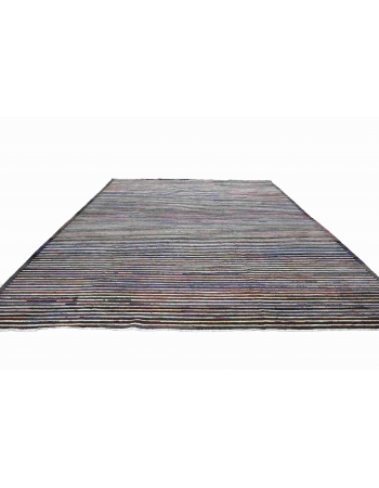Striped Multicolor Modern Wool Rug - 9` 4″ x 12` 8″