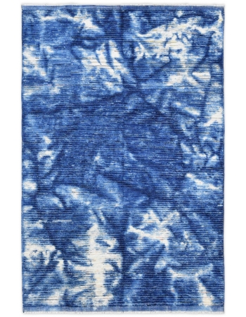 Blue Modern Hand Knotted Wool Rug - 6` 8″ x 10` Blue Modern Hand Knotted Wool Rug - 6` 8″ x 10`