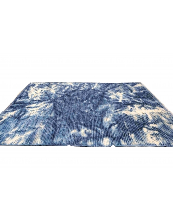 Blue Modern Hand Knotted Wool Rug - 6` 8″ x 10`