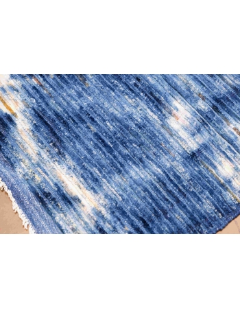 Blue Modern Hand Knotted Wool Rug - 6` 8″ x 10`
