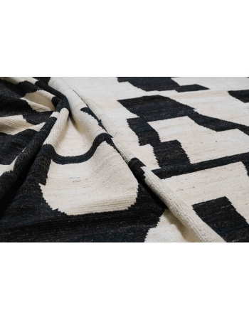Black & White Handknotted Modern Wool Rug - 9` 2″ x 11` 8″