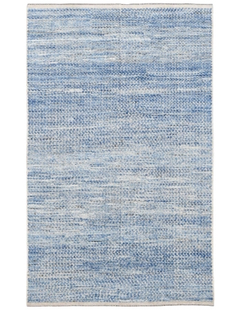 Blue Hand Knotted Modern Wool Rug - 5` 10″ x 9` 5″
