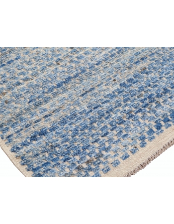 Blue Hand Knotted Modern Wool Rug - 5` 10″ x 9` 5″