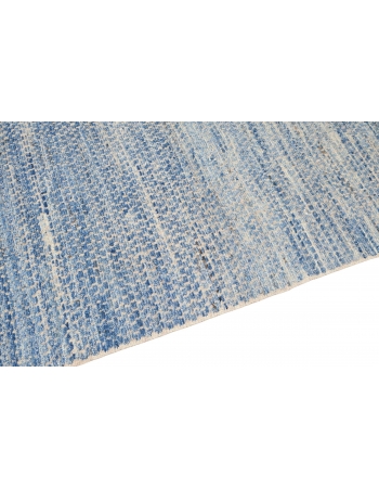 Blue Hand Knotted Modern Wool Rug - 5` 10″ x 9` 5″