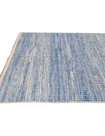 Blue Hand Knotted Modern Wool Rug - 5` 10″ x 9` 5″