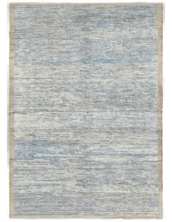 Blue Modern Hand Knotted Wool Rug - 5' 10" x 8' 2"