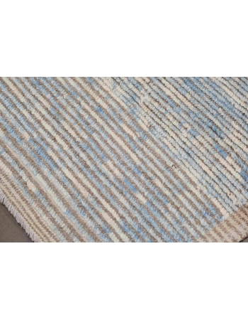 Blue Modern Hand Knotted Wool Rug - 5` 10″ x 8` 2″